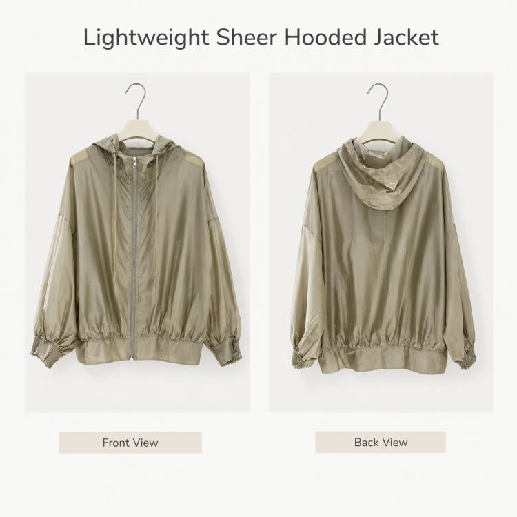 Cappotto da donna leggero con cappuccio e protezione solare., Free Size