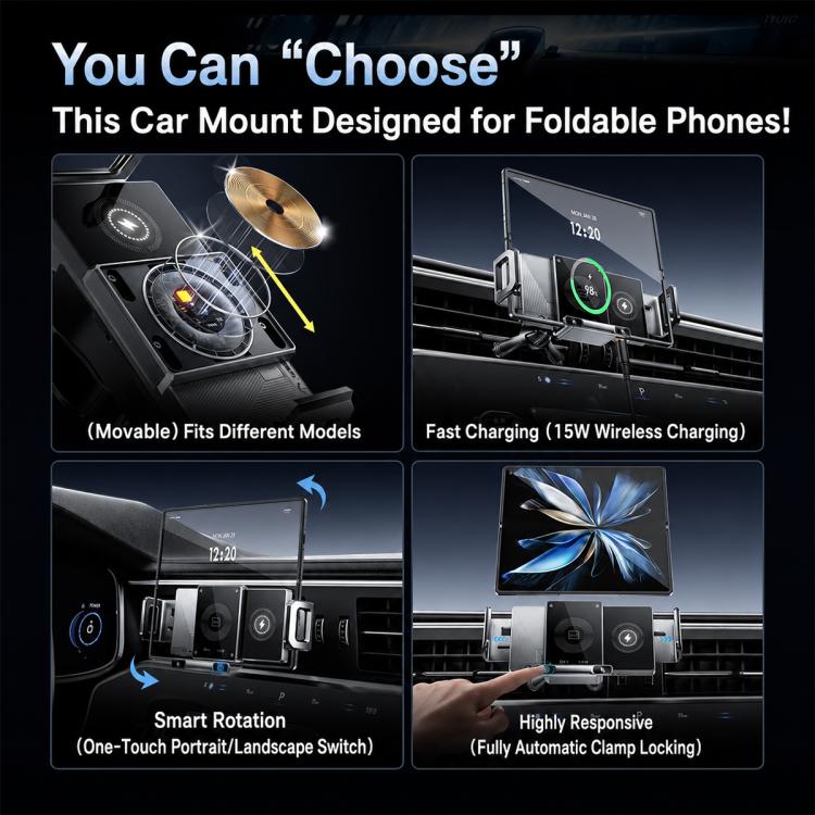 Caricabatterie wireless 15W con bobina regolabile e supporto