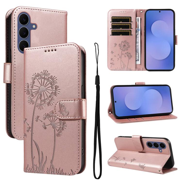 Custodia per telefono in pelle con motivo a rilievo di dente di leone., For Galaxy S26 FE 5G