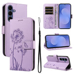 Custodia per telefono in pelle con motivo a rilievo di dente di leone., For Galaxy S26 FE 5G