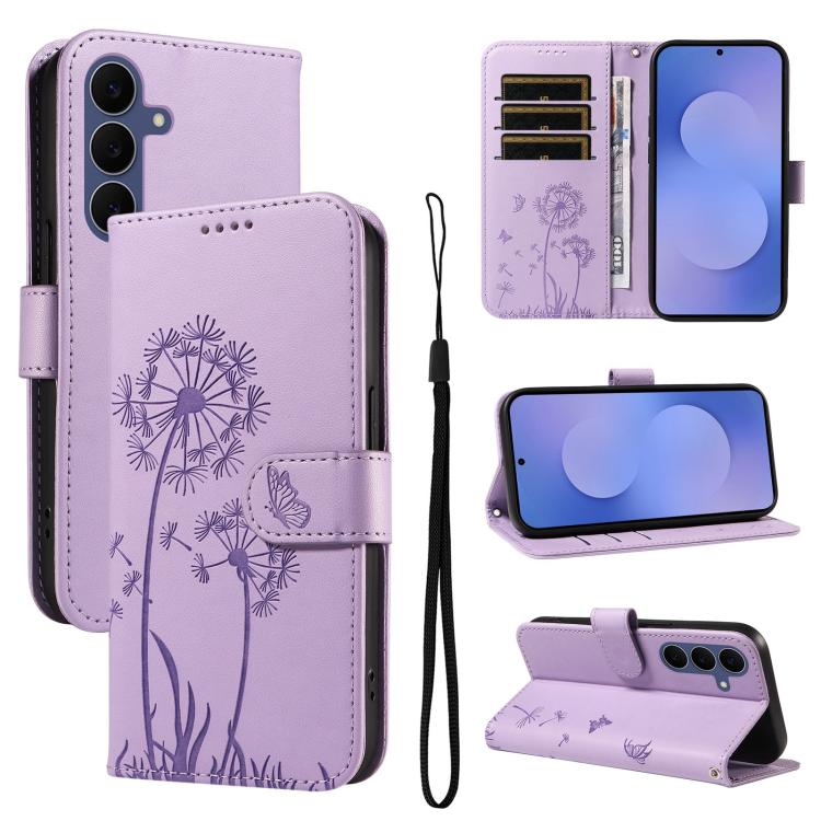 Custodia per telefono in pelle con motivo a rilievo di dente di leone., For Galaxy S26 FE 5G