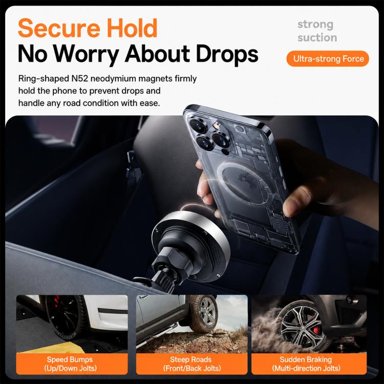 Supporto auto magnetico con ricarica wireless 10W