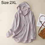 Cappotto leggero in lino a maniche lunghe con cappuccio, ideale per la protezione solare., M, L, XL, 2XL