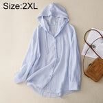 Cappotto leggero in lino a maniche lunghe con cappuccio, ideale per la protezione solare., M, L, XL, 2XL