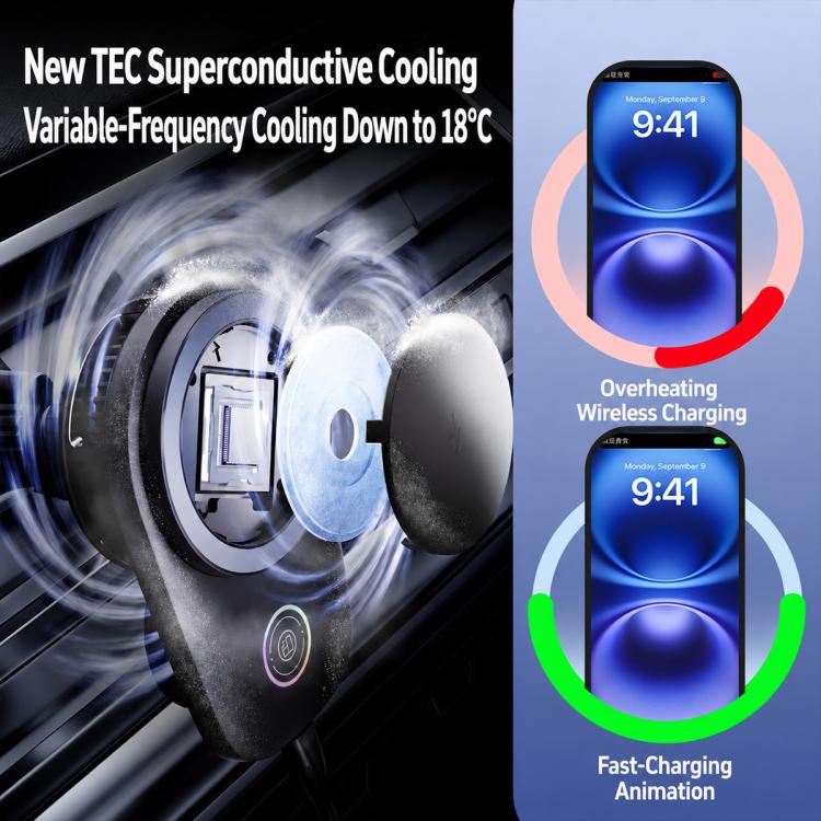 Supporto per telefono da auto con ricarica wireless magnetica rotante T16 per bocchetta dell'aria