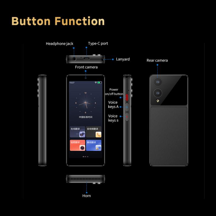 Dispositivo traduttore portatile AI con schermo 5 pollici S20 Pro