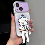 Custodia per telefono con supporto a forma di animale e glitter sfumati, For iPhone 15, For iPhone 14, For iPhone 14 Pro, For iPhone 14 Pro Max