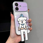 Custodia per telefono con supporto a forma di animale e glitter sfumati, For iPhone 16 Pro, For iPhone 16, For iPhone 15 Pro Max, For iPhone 15 Pro