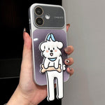 Custodia per telefono con supporto a forma di animale e glitter sfumati, For iPhone 16 Pro, For iPhone 16, For iPhone 15 Pro Max, For iPhone 15 Pro