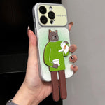 Custodia per telefono con supporto a forma di animale e glitter sfumati, For iPhone 16 Pro, For iPhone 16, For iPhone 15 Pro Max, For iPhone 15 Pro