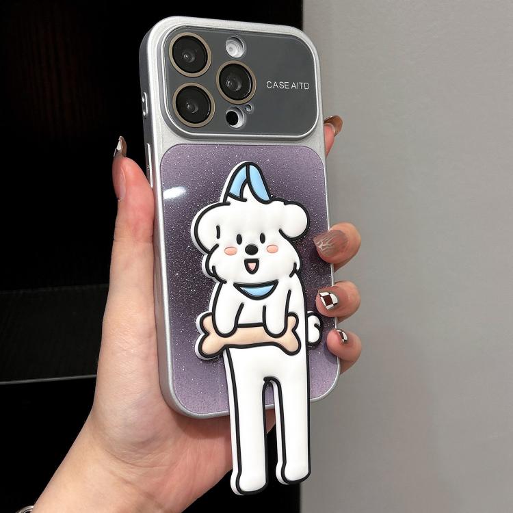 Custodia per telefono con supporto a forma di animale e glitter sfumati, For iPhone 16 Pro, For iPhone 16, For iPhone 15 Pro Max, For iPhone 15 Pro