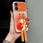 Custodia per telefono con supporto a forma di animale e glitter sfumati, For iPhone 17 Pro Max, For iPhone 17 Pro, For iPhone 17, For iPhone 16 Pro Max