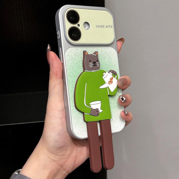 Custodia per telefono con supporto a forma di animale e glitter sfumati, For iPhone 17 Pro Max, For iPhone 17 Pro, For iPhone 17, For iPhone 16 Pro Max