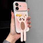 Custodia per telefono con supporto a forma di animale e glitter sfumati, For iPhone 17 Pro Max, For iPhone 17 Pro, For iPhone 17, For iPhone 16 Pro Max