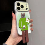 Custodia per telefono con supporto a forma di animale e glitter sfumati, For iPhone 17 Pro Max, For iPhone 17 Pro, For iPhone 17, For iPhone 16 Pro Max