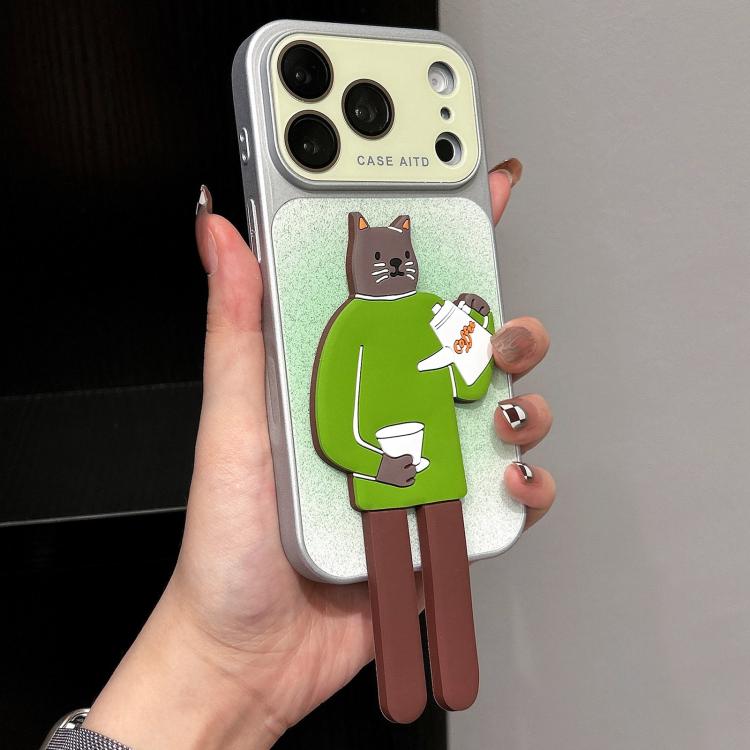 Custodia per telefono con supporto a forma di animale e glitter sfumati, For iPhone 17 Pro Max, For iPhone 17 Pro, For iPhone 17, For iPhone 16 Pro Max