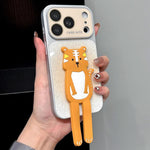 Custodia per telefono con supporto a forma di animale e glitter sfumati, For iPhone 17 Pro Max, For iPhone 17 Pro, For iPhone 17, For iPhone 16 Pro Max