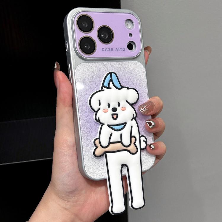 Custodia per telefono con supporto a forma di animale e glitter sfumati, For iPhone 17 Pro Max, For iPhone 17 Pro, For iPhone 17, For iPhone 16 Pro Max
