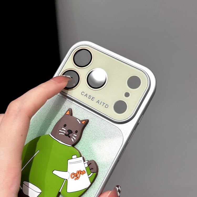 Custodia per telefono con supporto a forma di animale e glitter sfumati, For iPhone 17 Pro Max, For iPhone 17 Pro, For iPhone 17, For iPhone 16 Pro Max