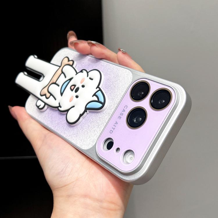 Custodia per telefono con supporto a forma di animale e glitter sfumati, For iPhone 17 Pro Max, For iPhone 17 Pro, For iPhone 17, For iPhone 16 Pro Max