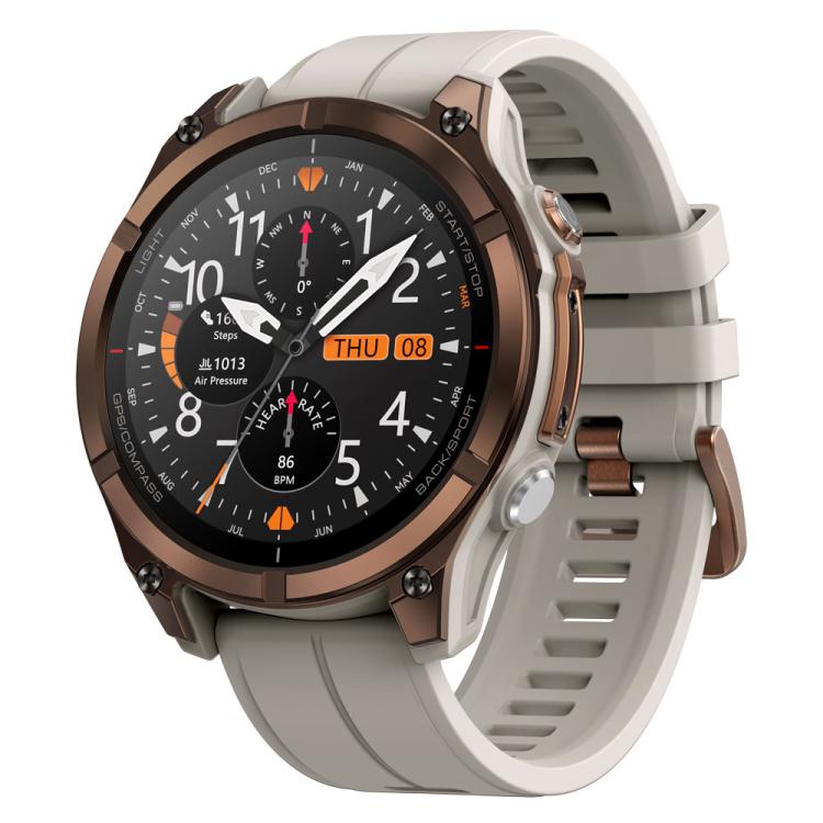 Zeblaze Stratos 4 Pro Smartwatch GPS robusto per attività all'aperto con schermo da 1,43 pollici, resistenza fino a 5 ATM e IP69K, torcia integrata.