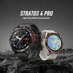 Zeblaze Stratos 4 Pro Smartwatch GPS robusto per attività all'aperto con schermo da 1,43 pollici, resistenza fino a 5 ATM e IP69K, torcia integrata.