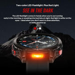 Zeblaze Stratos 4 Pro Smartwatch GPS robusto per attività all'aperto con schermo da 1,43 pollici, resistenza fino a 5 ATM e IP69K, torcia integrata.