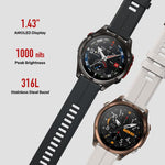 Zeblaze Stratos 4 Pro Smartwatch GPS robusto per attività all'aperto con schermo da 1,43 pollici, resistenza fino a 5 ATM e IP69K, torcia integrata.
