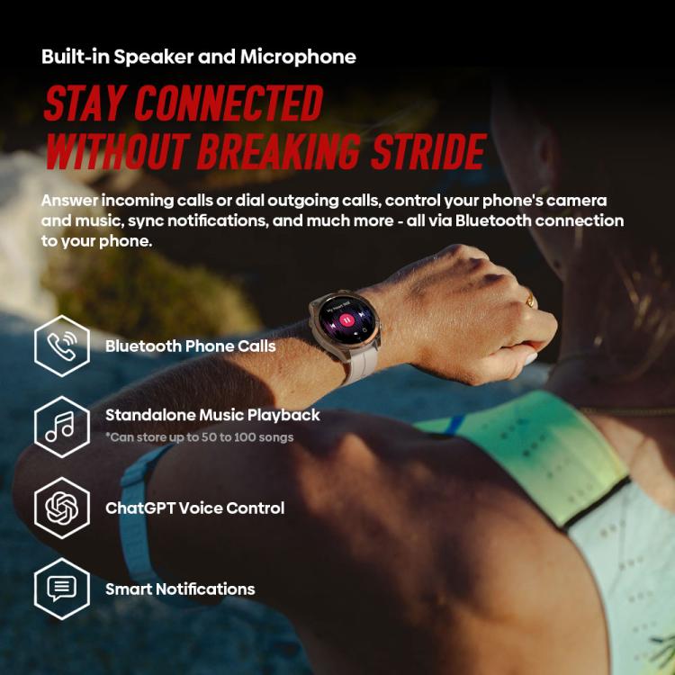 Zeblaze Stratos 4 Pro Smartwatch GPS robusto per attività all'aperto con schermo da 1,43 pollici, resistenza fino a 5 ATM e IP69K, torcia integrata.