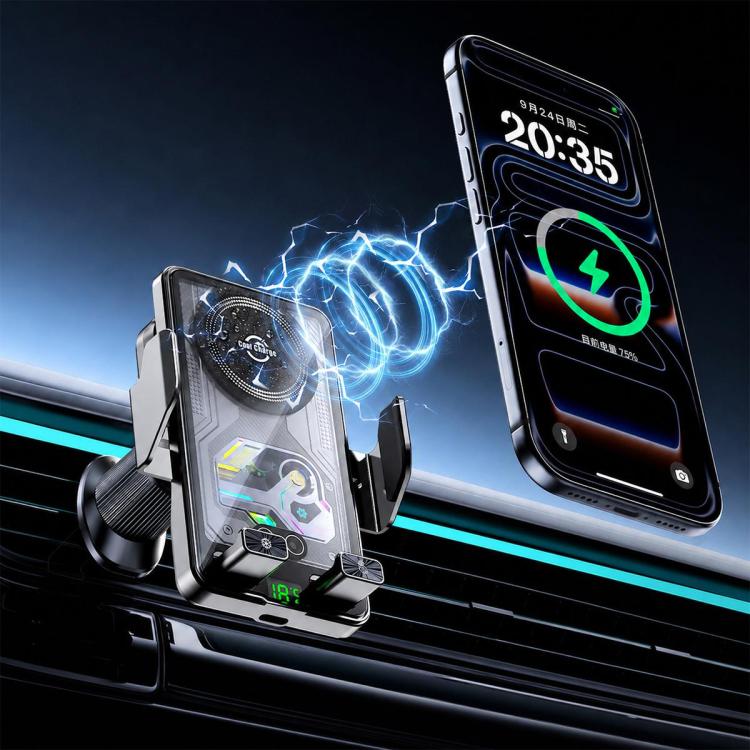 Supporto auto con caricatore wireless e display digitale