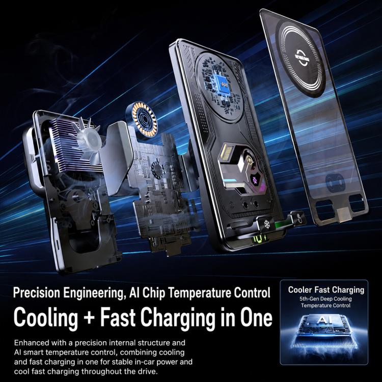 Supporto auto con caricatore wireless e display digitale