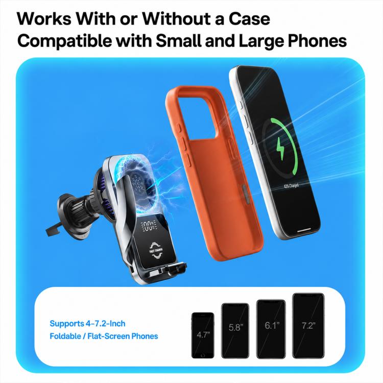 Supporto auto con caricabatterie wireless rapido 15W