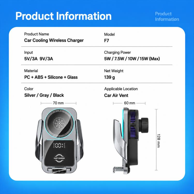 Supporto auto con caricabatterie wireless rapido 15W