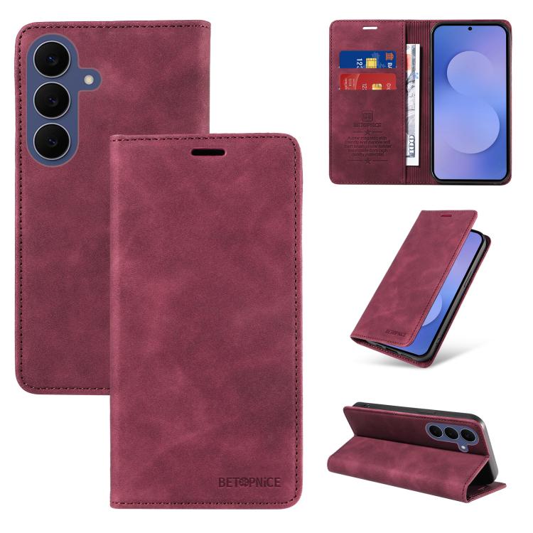 Custodia per telefono in pelle antifurto RFID con ventosa BETOPNICE, For Galaxy S26 FE 5G