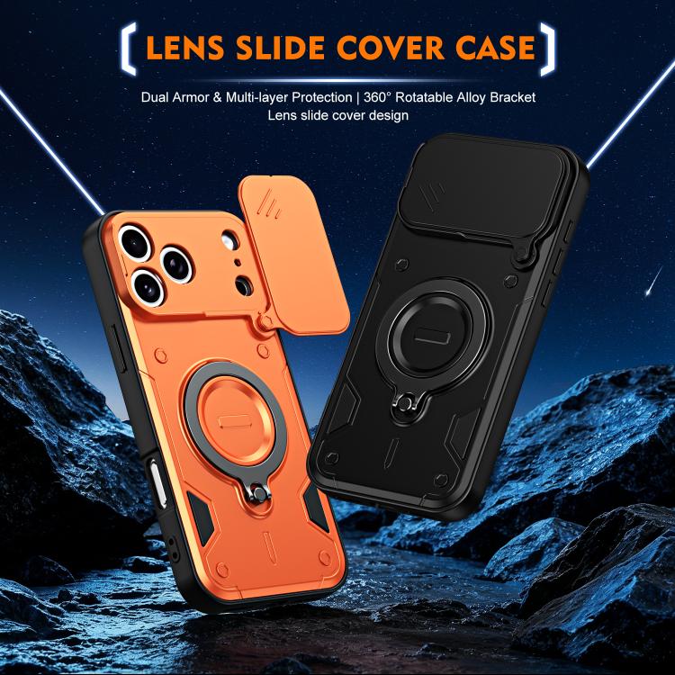 Supporto ad anello, copriobiettivo scorrevole, custodia per telefono, For iPhone 17 Pro Max, For iPhone 17 Pro, For iPhone 17, For iPhone 16 Pro Max