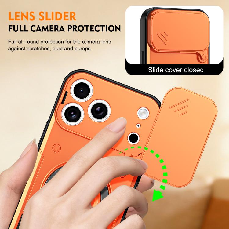 Supporto ad anello, copriobiettivo scorrevole, custodia per telefono, For iPhone 17 Pro Max, For iPhone 17 Pro, For iPhone 17, For iPhone 16 Pro Max