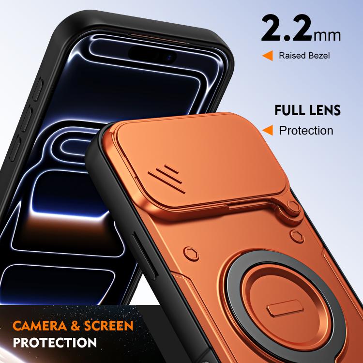 Supporto ad anello, copriobiettivo scorrevole, custodia per telefono, For iPhone 17 Pro Max, For iPhone 17 Pro, For iPhone 17, For iPhone 16 Pro Max