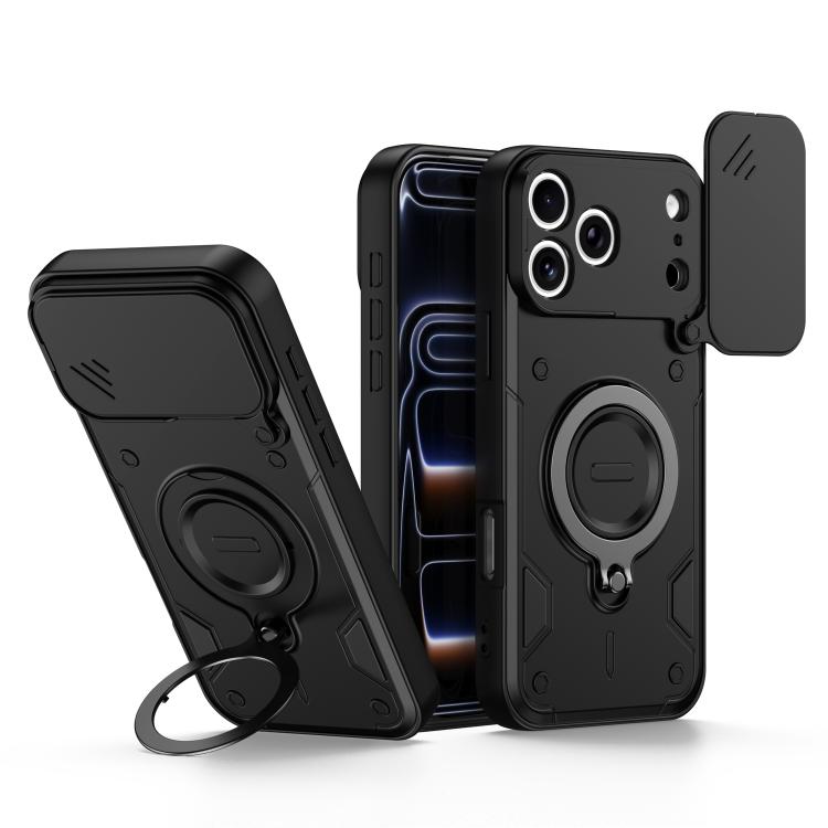 Supporto ad anello, copriobiettivo scorrevole, custodia per telefono, For iPhone 17 Pro Max, For iPhone 17 Pro, For iPhone 17, For iPhone 16 Pro Max