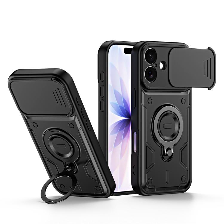 Supporto ad anello, copriobiettivo scorrevole, custodia per telefono, For iPhone 17 Pro Max, For iPhone 17 Pro, For iPhone 17, For iPhone 16 Pro Max