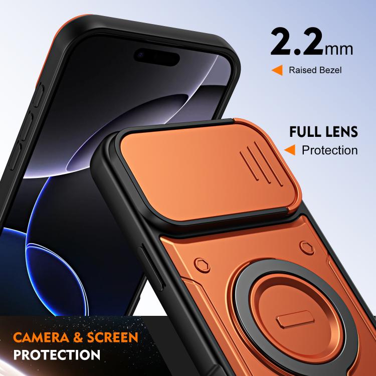 Supporto ad anello, copriobiettivo scorrevole, custodia per telefono, For iPhone 16 Pro, For iPhone 16