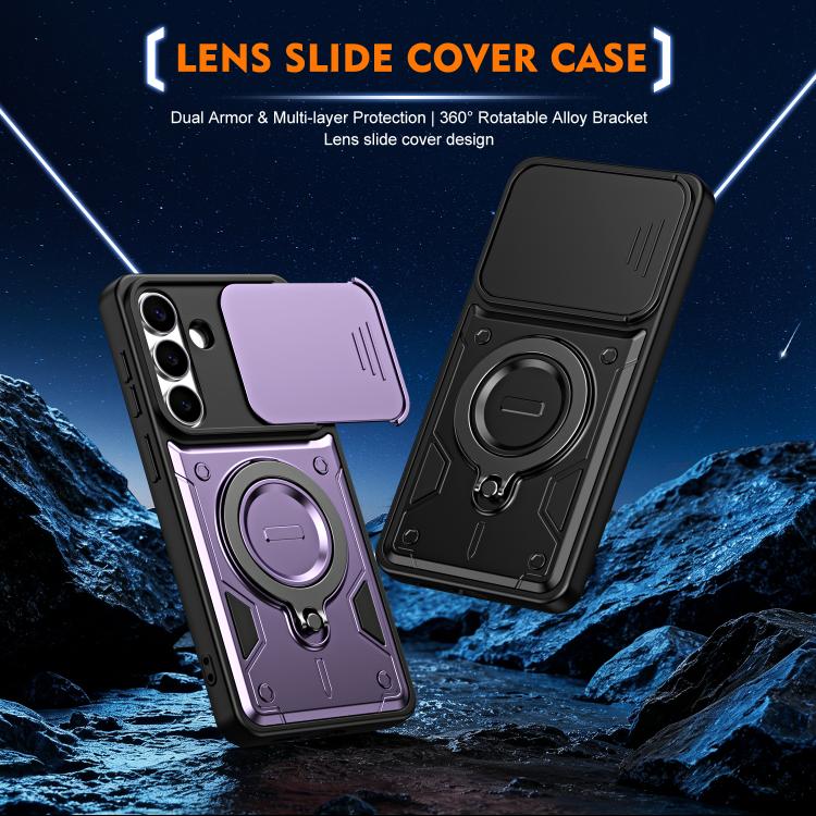 Supporto ad anello, copriobiettivo scorrevole, custodia per telefono, For Galaxy S26+ 5G, For Galaxy S26 Ultra 5G, For Galaxy S26 5G