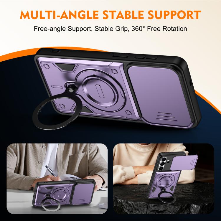 Supporto ad anello, copriobiettivo scorrevole, custodia per telefono, For Galaxy S26+ 5G, For Galaxy S26 Ultra 5G, For Galaxy S26 5G