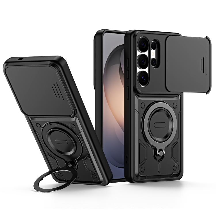 Supporto ad anello, copriobiettivo scorrevole, custodia per telefono, For Galaxy S26+ 5G, For Galaxy S26 Ultra 5G, For Galaxy S26 5G