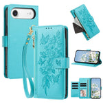 Portafoglio con cerniera a forma di farfalla e fiore, custodia per telefono in pelle vegana con cinturino, For iPhone Air, For iPhone 16 Pro Max, For iPhone 16 Pro, For iPhone 16 Plus