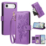 Portafoglio con cerniera a forma di farfalla e fiore, custodia per telefono in pelle vegana con cinturino, For iPhone Air, For iPhone 16 Pro Max, For iPhone 16 Pro, For iPhone 16 Plus