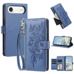 Portafoglio con cerniera a forma di farfalla e fiore, custodia per telefono in pelle vegana con cinturino, For iPhone Air, For iPhone 16 Pro Max, For iPhone 16 Pro, For iPhone 16 Plus