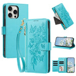 Portafoglio con cerniera a forma di farfalla e fiore, custodia per telefono in pelle vegana con cinturino, For iPhone Air, For iPhone 16 Pro Max, For iPhone 16 Pro, For iPhone 16 Plus