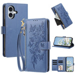 Portafoglio con cerniera a forma di farfalla e fiore, custodia per telefono in pelle vegana con cinturino, For iPhone Air, For iPhone 16 Pro Max, For iPhone 16 Pro, For iPhone 16 Plus