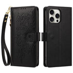 Portafoglio con cerniera a forma di farfalla e fiore, custodia per telefono in pelle vegana con cinturino, For iPhone 13 Pro Max, For iPhone 13 Pro, For iPhone 12 / 12 Pro, For iPhone 12 Pro Max