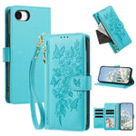 Portafoglio con cerniera a forma di farfalla e fiore, custodia per telefono in pelle vegana con cinturino, For iPhone 17e / 16e, For iPhone 17 Pro Max, For iPhone 17 Pro, For iPhone 17